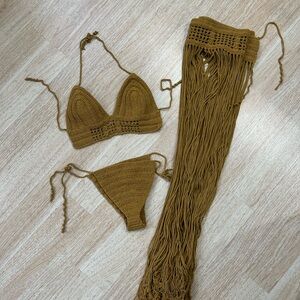 NWOT Handmade Tulum Crochet Set and Fringe skirt